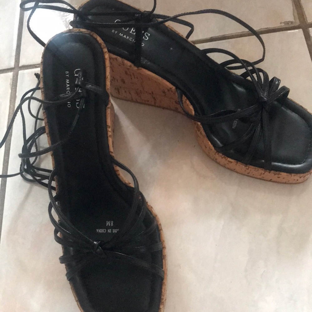 Guess haven black lace up wedges 8 FINAL WEEK